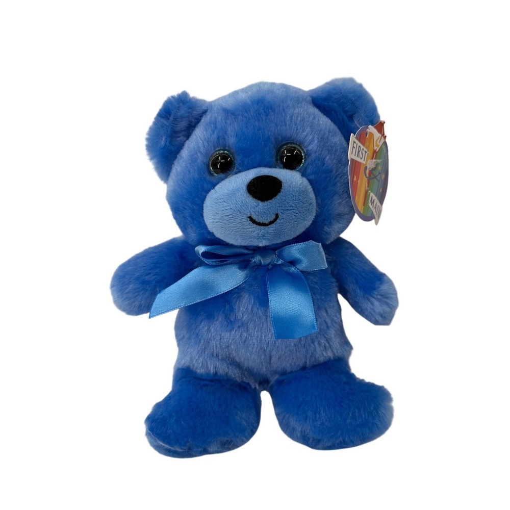 First & Main Rainbow Bear Plush Blue Stuffed Animal 7in Kids Toy Lovey 1462 2009